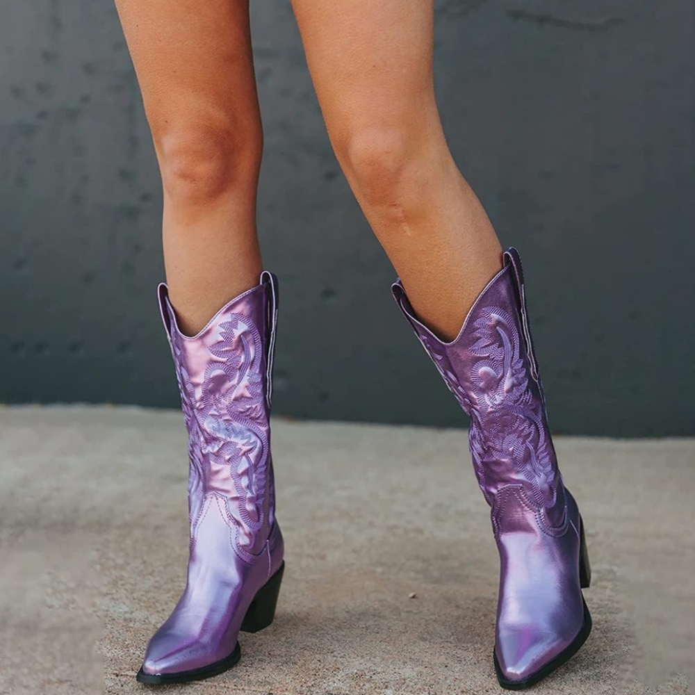 Purple/lavender metallic cowboy boots, size 11